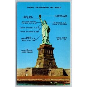 Postcard New York Bedloe's Island Statue of Liberty c1950s Posted NY Vintage